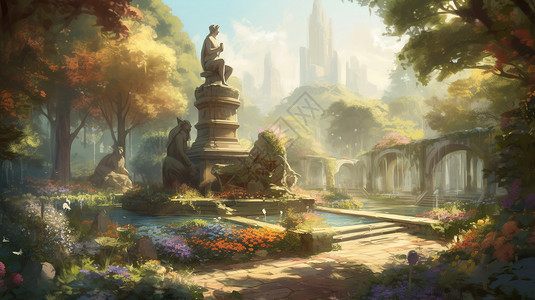 美丽的雕塑花园背景图片