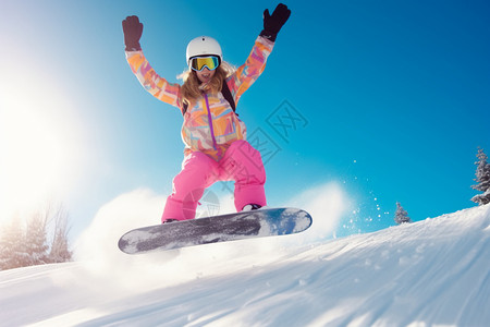 玩滑板女孩滑雪板背景