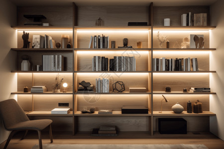 咖啡屋书架极简主义的书房书架图片设计图片