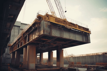 高架桥施工城市高架桥建筑施工工地场景设计图片