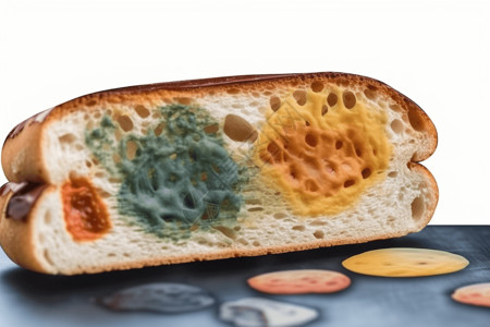 带霉菌的不可食用面包概念图图片