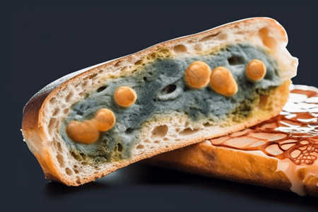带霉菌的不可食用面包高清图片