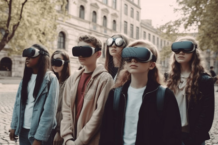 耳机眼镜素材通过VR虚拟现实技术耳机参观历史地标设计图片