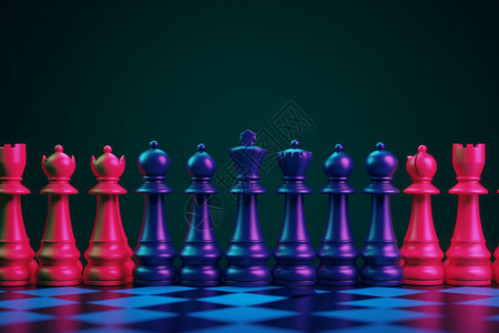 彩色背景上图案排列的棋子概念图图片