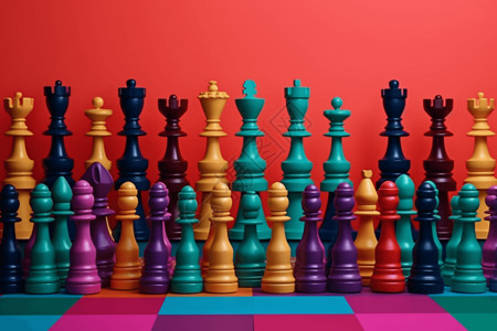 彩色背景上图案排列的棋子背景图片