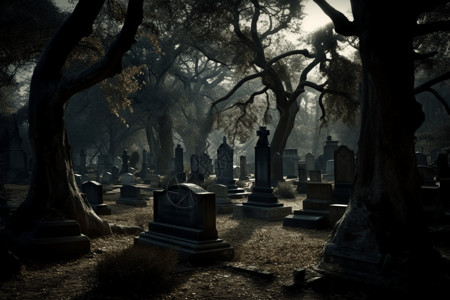 幽灵般的墓地图高清图片