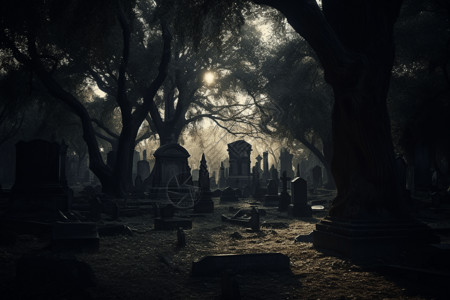 陵墓幽灵般的墓地3D概念图设计图片