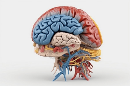 人脑解剖结构3D抽象模型背景图片