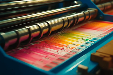 印刷素材印刷厂的印刷设备特写图设计图片