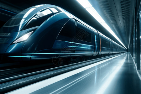 高速出行未来派高速列车行驶3D概念图设计图片
