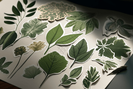 绿色植物创意贴纸包背景图片