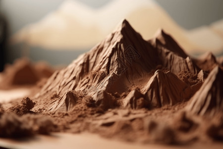 巧克力粉末山脉的创意黏土模型设计图片