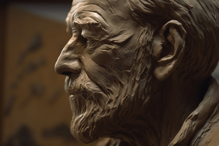 雕塑家人物肖像3D粘土模型设计图片