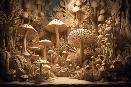 魔法森林的3D粘土立体模型高清图片