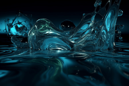 蓝色流体形状的抽象背景图片
