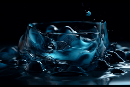 蓝色流体形状的艺术背景图片