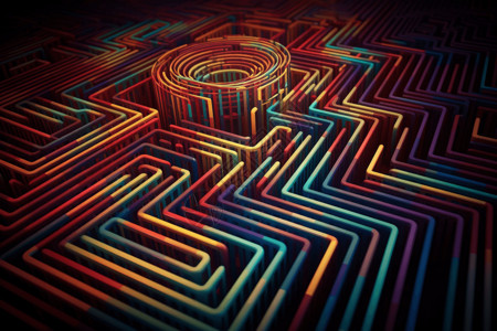 抽象弯曲迷宫3D概念图背景图片