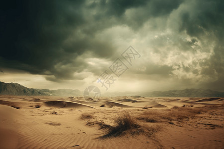 沙尘暴沙漠景象高清图片