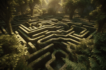 园林迷宫园林形状组成的迷宫概念图设计图片