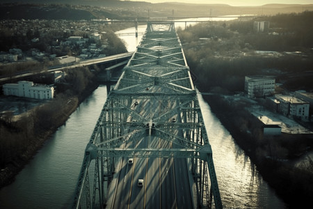 桁架搭建城市的高架桥设计图片