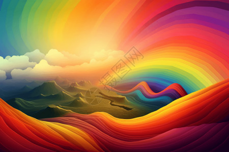 风景彩虹彩虹飞弧的美丽场景设计图片