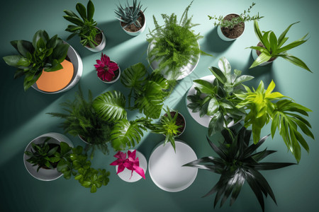 多肉植物花盆室内绿色植物盆栽设计图片