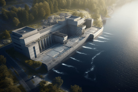 城市水电大坝3D概念图背景图片