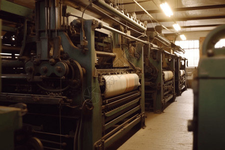 纺织机器纺织厂内部特写镜头设计图片
