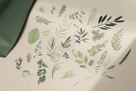 植物艺术贴纸背景图片