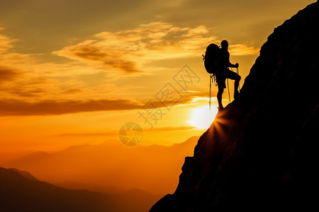 爬山攀岩户外登山者设计图片