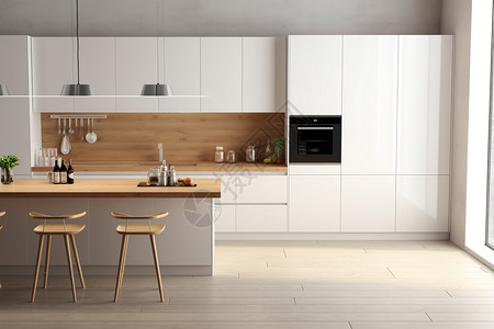 桃子木制的现代木制小厨房设计图片
