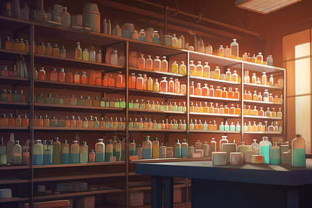 化学瓶子化学实验室插画