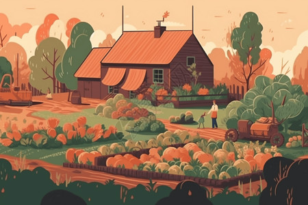 一个农民家庭背景图片