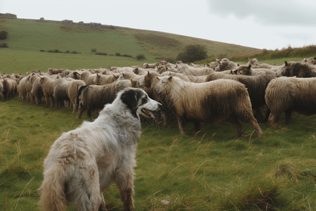 牧羊犬在放牧图片