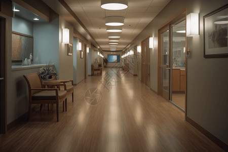 灯光走廊医院走廊环境背景