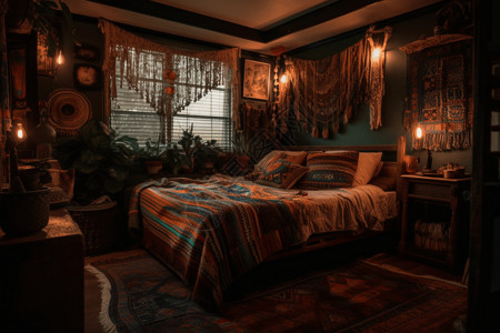 波西米亚风格的卧室背景图片