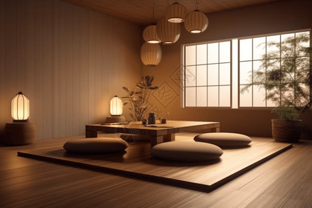 茶几坐垫有坐垫和茶几的冥想室背景