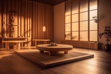 茶几坐垫禅宗风格的冥想室背景