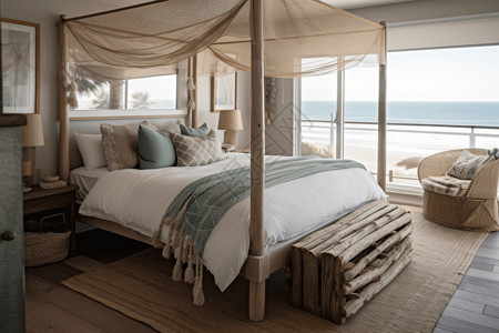 浮床海滩卧室装修背景