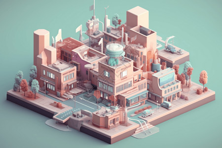 都市房屋的模型背景图片