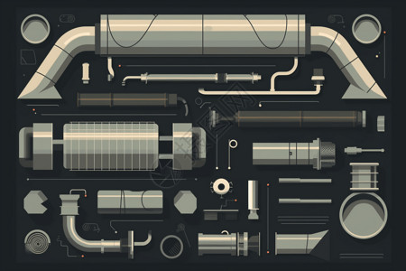汽车排气系统的不同零件背景图片