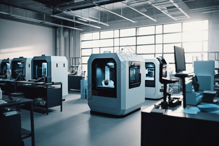 材料实验室工厂里的打印设备设计图片