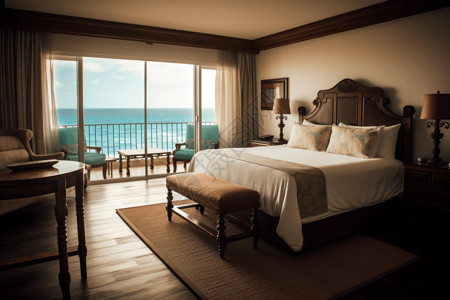 酒店床头舒适优雅的酒店客房设计图片