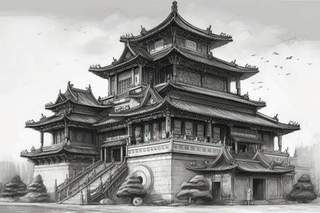 一座中国宫殿背景图片