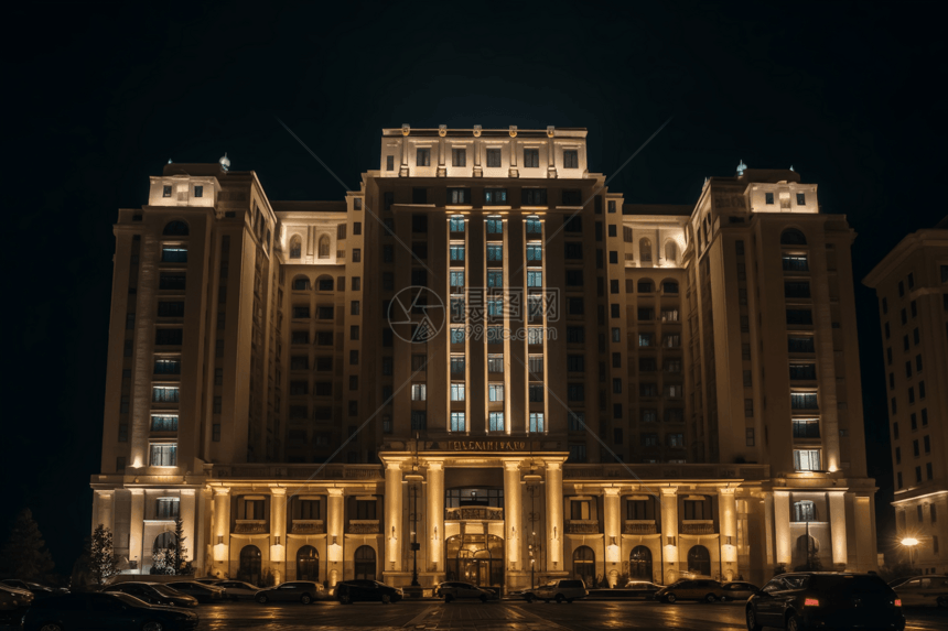 夜晚的酒店建筑图片