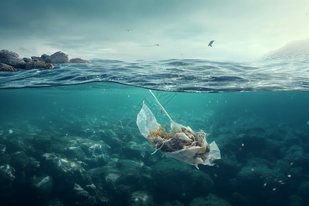 水底垃圾海洋污染设计图片