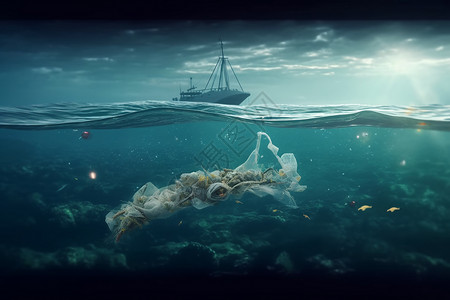 漂浮礼花碎片公益环保海洋污染设计图片