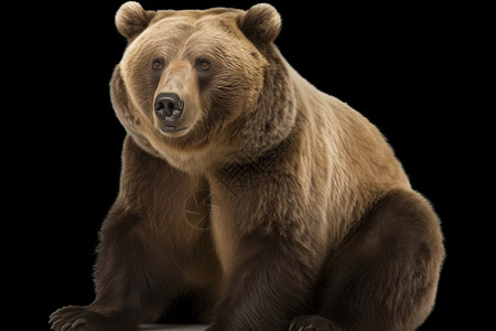 黑色背景一只棕熊背景图片