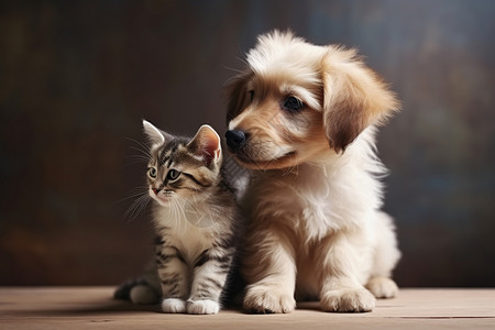 小猫和小狗背景图片