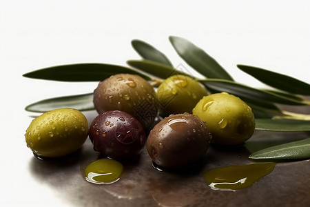 橄榄与油橄榄背景图片